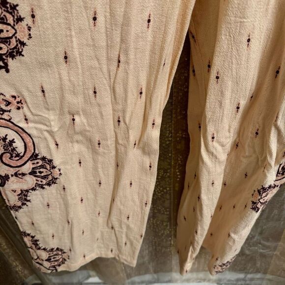 Free People Setting Sun Ivory Pink Purple Paisley Jumpsuit Large - Picture 8 of 12